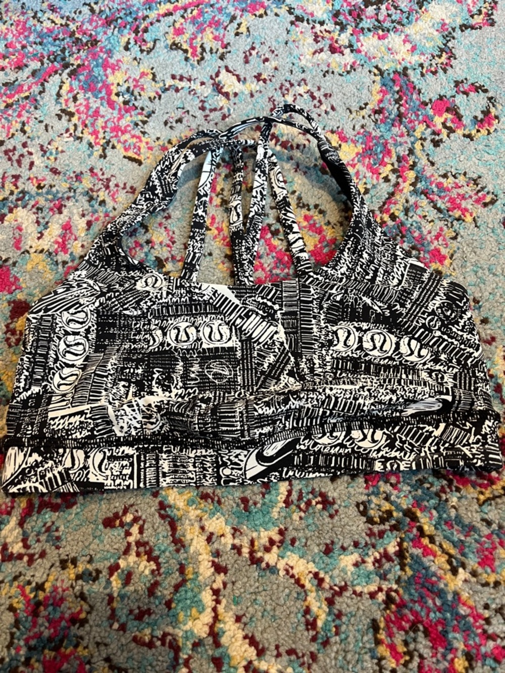 lululemon athletica Black & White Graphic Strappy Sports Bra